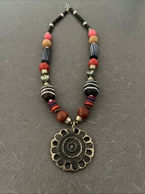 L👀K 3 for $10 Bohemian Multi-Bead Pendant Necklace - Pink, Red, Black
